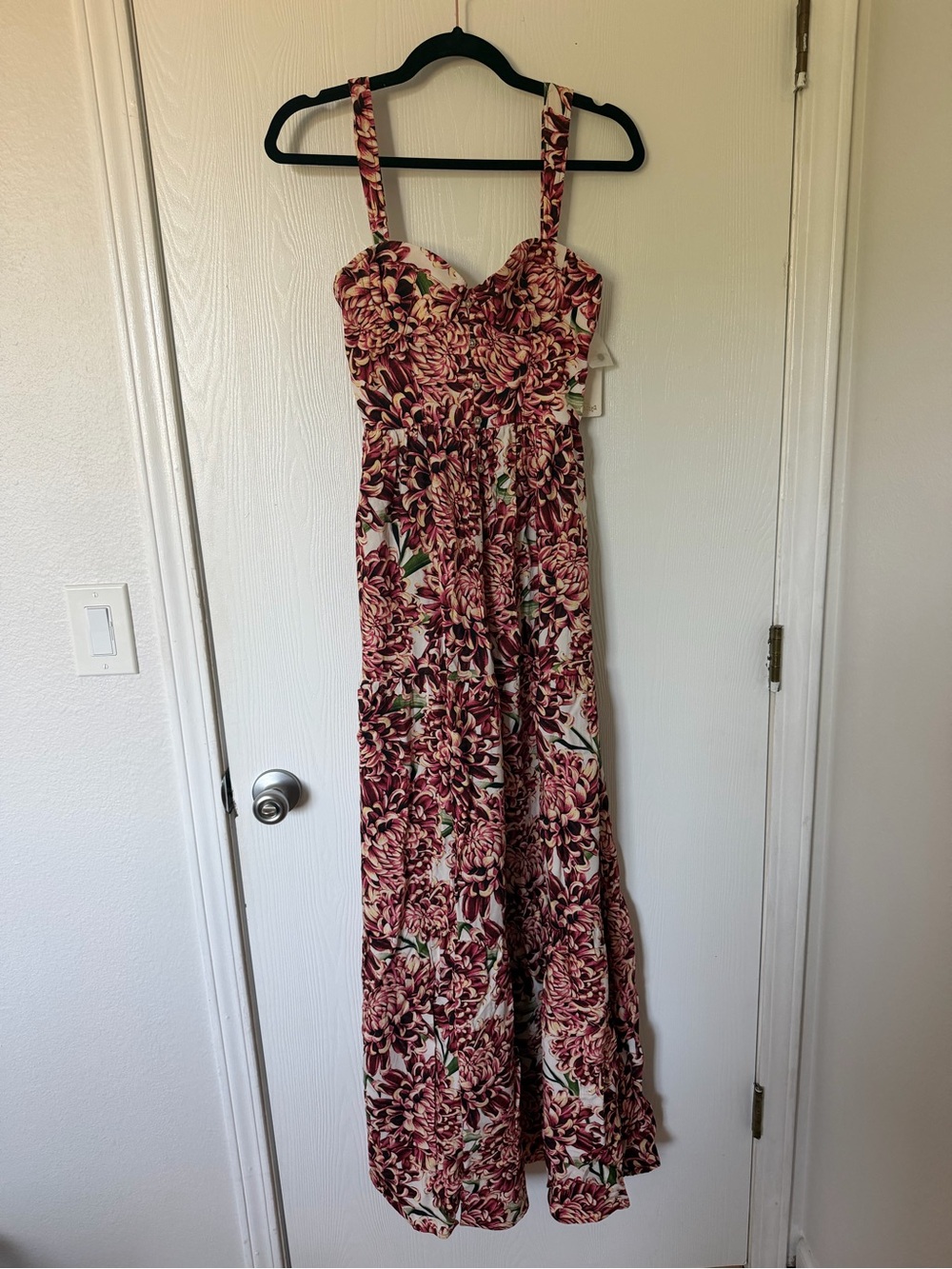 Agua Bendita Burgundy and Pink Floral Maxi Dress